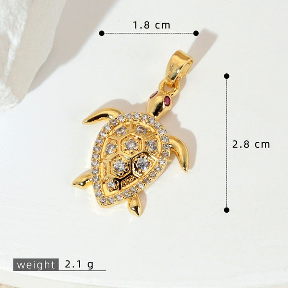 Wholesale Copper Minimalist Animal Zodiac Micropaved Marine Turtle Starfish Necklace Pendant