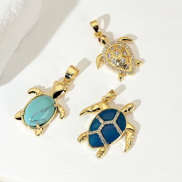 Wholesale Copper Minimalist Animal Zodiac Micropaved Marine Turtle Starfish Necklace Pendant