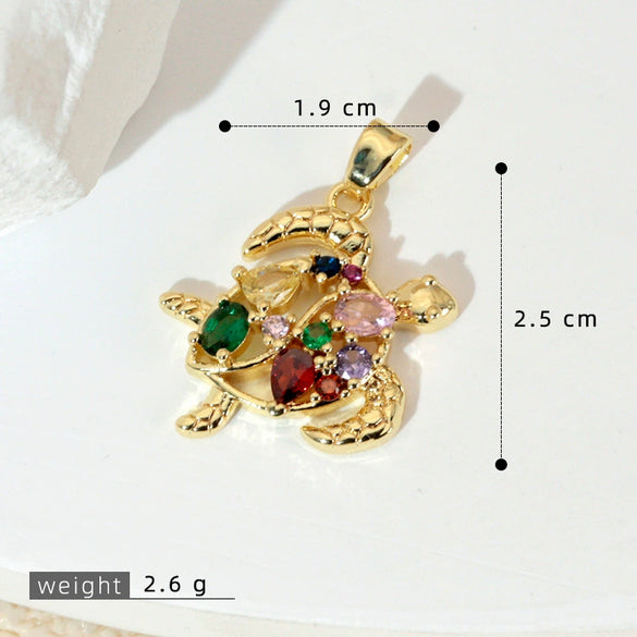 Wholesale Copper Minimalist Animal Zodiac Micropaved Marine Turtle Starfish Necklace Pendant