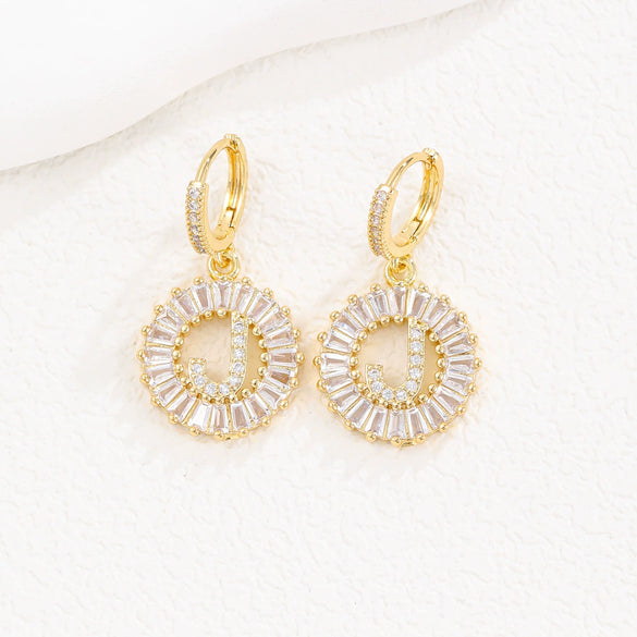 Wholesale Copper Minimalist Letter Zircon Earrings