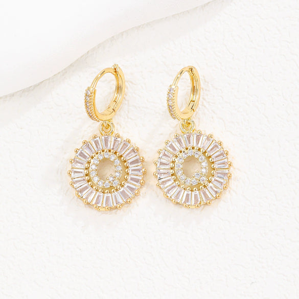 Wholesale Copper Minimalist Letter Zircon Earrings