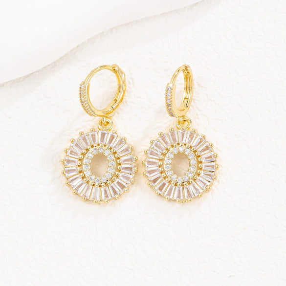Wholesale Copper Minimalist Letter Zircon Earrings