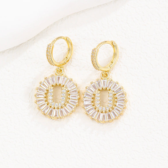 Wholesale Copper Minimalist Letter Zircon Earrings
