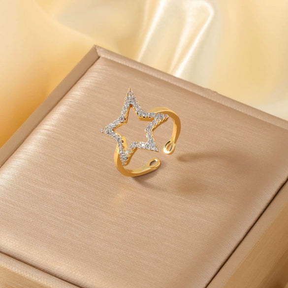 Wholesale Copper Minimalist Star Shape Electroplated Ring