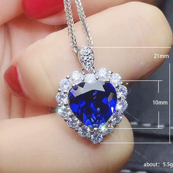 Wholesale Copper Mixed Gem Inlaid Heart Shaped Sapphire Love Pendant Necklace For Women With Zircon Styling And Ochain