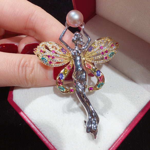 Wholesale Copper Natural Freshwater Pearl Fashion Brooch For Women