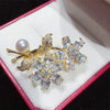 Wholesale Copper Natural Freshwater Pearl Flower Brooch Highend Craft For Women