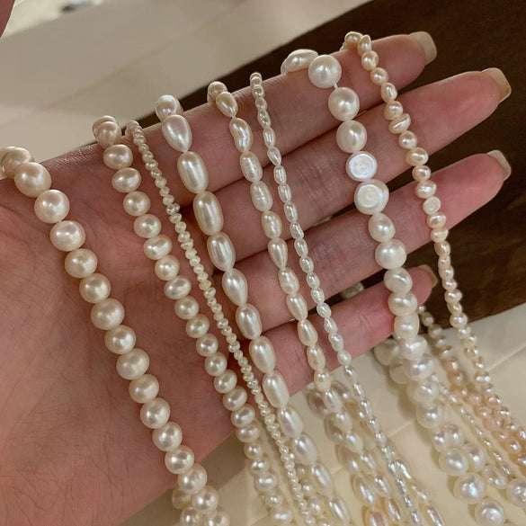 Wholesale Copper Natural Freshwater Pearl Necklace Baroque Geometric Handmade Women's Fashionable Clavicle Chain Sweater Chain