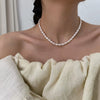 Wholesale Copper Natural Freshwater Pearl Necklace Baroque Geometric Handmade Women's Fashionable Clavicle Chain Sweater Chain