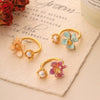 Wholesale Copper Natural Pearl Flower Open Ring For Women With Electroplating Design