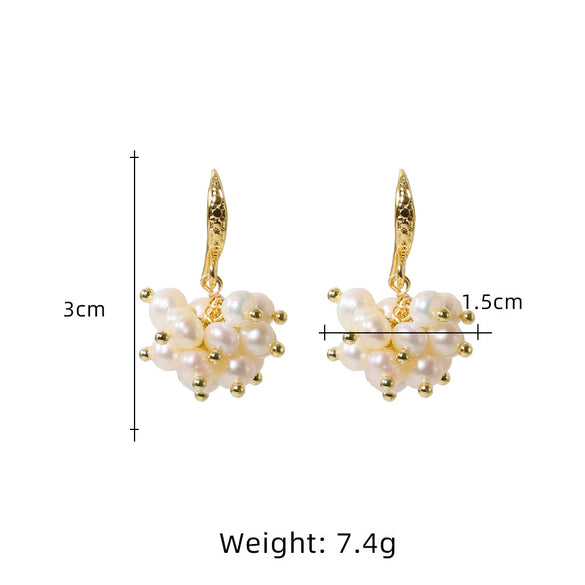 Wholesale Copper Natural Pearl Geometric Style Electroplating Earrings For Women