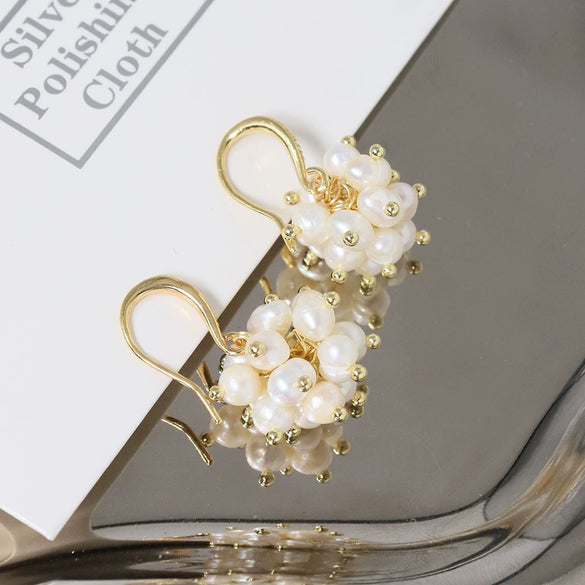 Wholesale Copper Natural Pearl Geometric Style Electroplating Earrings For Women