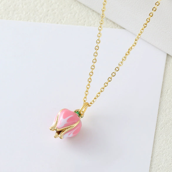 Wholesale Copper Necklace With Flower Design And Electroplating Treatment For Women