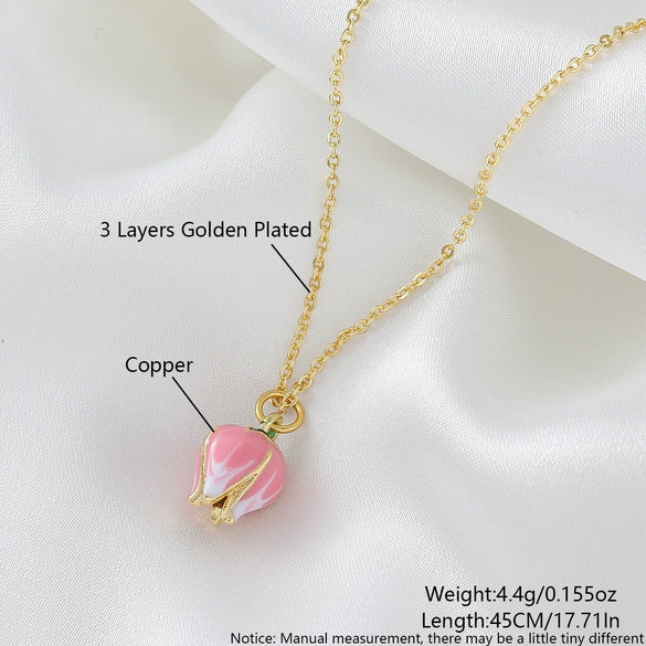 Wholesale Copper Necklace With Flower Design And Electroplating Treatment For Women
