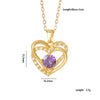Wholesale Copper Necklace With Mixed Gemstone Inlay Zircon Purple Electroplated O Chain Drop Shape Heart Shape For Women