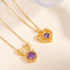 Wholesale Copper Necklace With Mixed Gemstone Inlay Zircon Purple Electroplated O Chain Drop Shape Heart Shape For Women