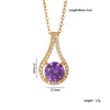 Wholesale Copper Necklace With Mixed Gemstone Inlay Zircon Purple Electroplated O Chain Drop Shape Heart Shape For Women