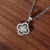Wholesale Copper Ochain Mixed Gem Inlaid Fourleaf Clover Pendant Necklace With Zircon And Flower Design