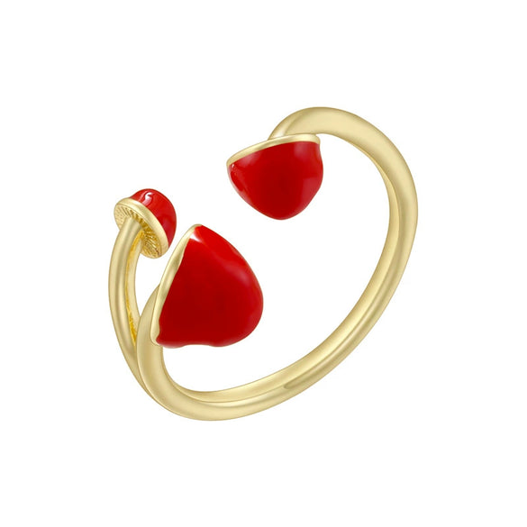 Wholesale Copper Oildrip Mushroom Umbrellashaped Ring Pastoral Style