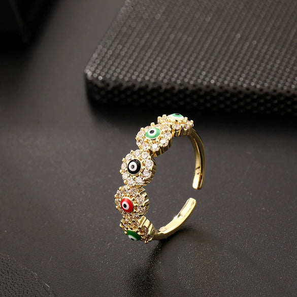 Wholesale Copper Oildrip Zircon Ring Electroplated For Women Fashionable Simple And Cute