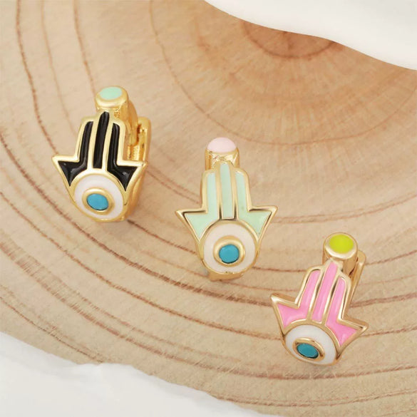 Wholesale Copper Palmshaped Hiphop Geometric Dripping Oil Earrings For Women
