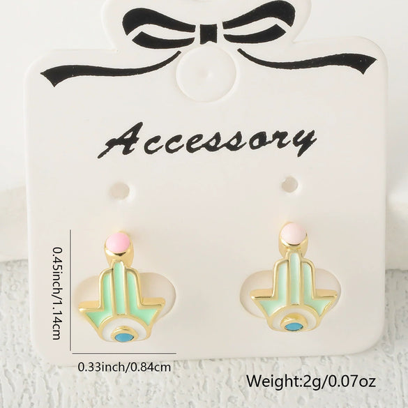 Wholesale Copper Palmshaped Hiphop Geometric Dripping Oil Earrings For Women
