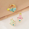 Wholesale Copper Palmshaped Hiphop Geometric Dripping Oil Earrings For Women