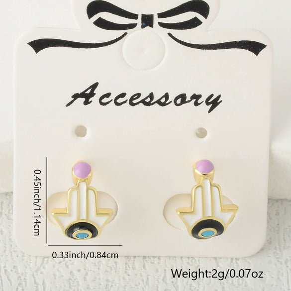 Wholesale Copper Palmshaped Hiphop Geometric Dripping Oil Earrings For Women