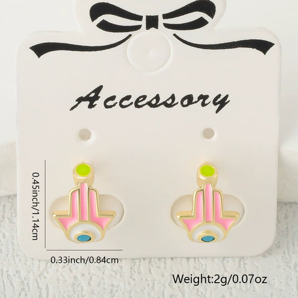 Wholesale Copper Palmshaped Hiphop Geometric Dripping Oil Earrings For Women