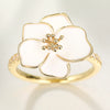 Wholesale Copper Pastoral Style Flower Leaves Zircon Inlaid Finger Ring