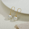 Wholesale Copper Pearl Earrings Minimalist Natural Geometric Electroplating Style
