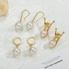 Wholesale Copper Pearl Earrings Minimalist Natural Geometric Electroplating Style