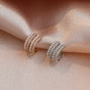 Wholesale Copper Pearls Multilayer Ear Clip Single Earrings For Women With Geometric Design And Pearl Setting