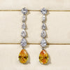 Wholesale Copper Pearshaped Dropshaped Zircon Long Tassel Women's Earrings