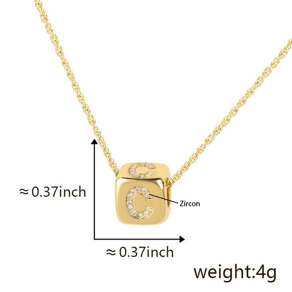 Wholesale Copper Pendant Clavicle Chain With Electroplated Inlaid Zircon And Letter Pattern