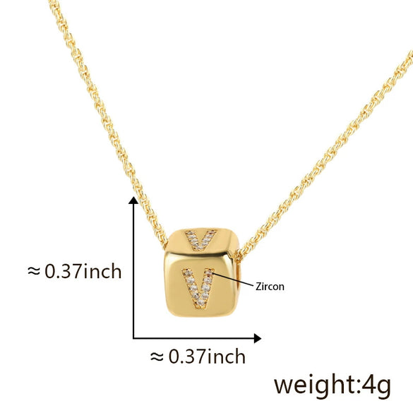 Wholesale Copper Pendant Clavicle Chain With Electroplated Inlaid Zircon And Letter Pattern