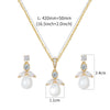 Wholesale Copper Pendant Necklace Earrings Suit With Clover And Leaf Design Electroplated Water Wave Chain For Women
