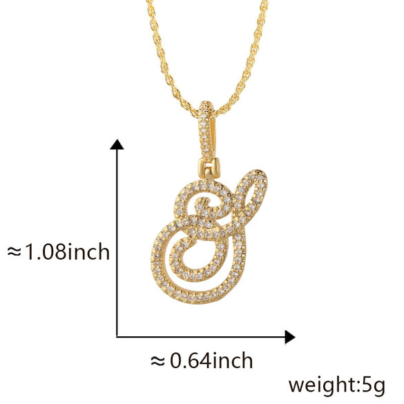 Wholesale Copper Pendant Necklace With English Letter Pattern Inlaid Zircon Electroplated Hiphop Style