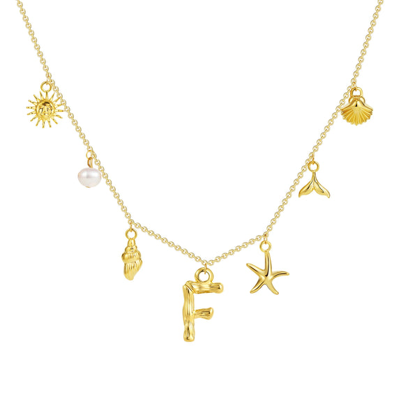 Wholesale Copper Pendant Necklace With Letter Pattern And Electroplating Treatment Oshaped Chain Vacation Style For Women