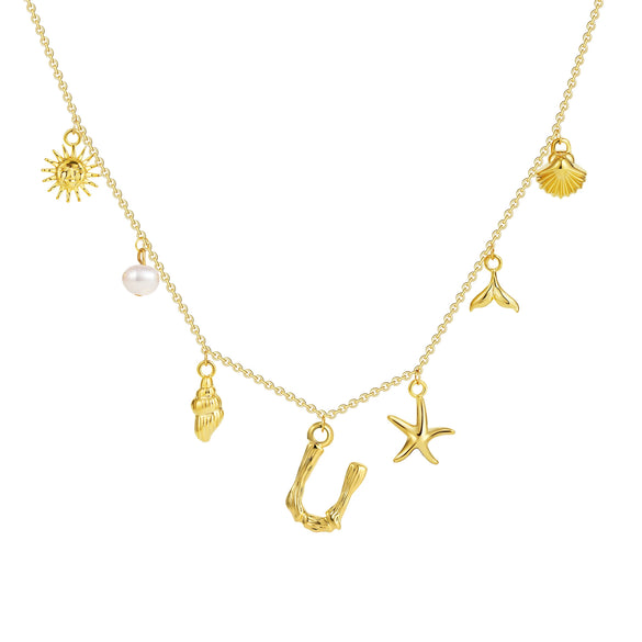 Wholesale Copper Pendant Necklace With Letter Pattern And Electroplating Treatment Oshaped Chain Vacation Style For Women