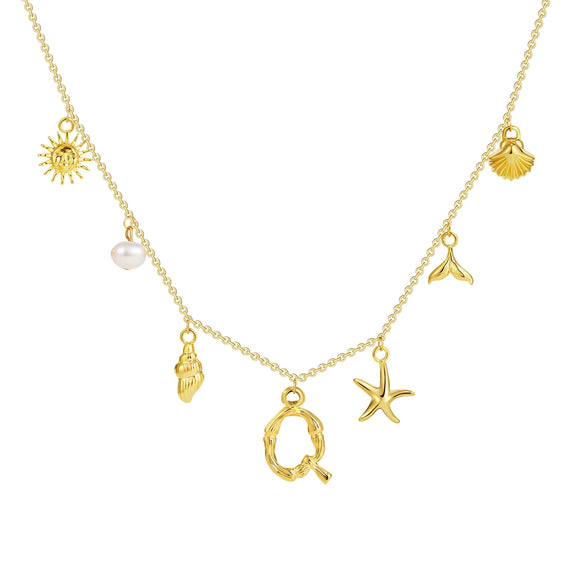Wholesale Copper Pendant Necklace With Letter Pattern And Electroplating Treatment Oshaped Chain Vacation Style For Women