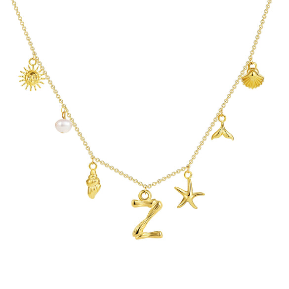 Wholesale Copper Pendant Necklace With Letter Pattern And Electroplating Treatment Oshaped Chain Vacation Style For Women