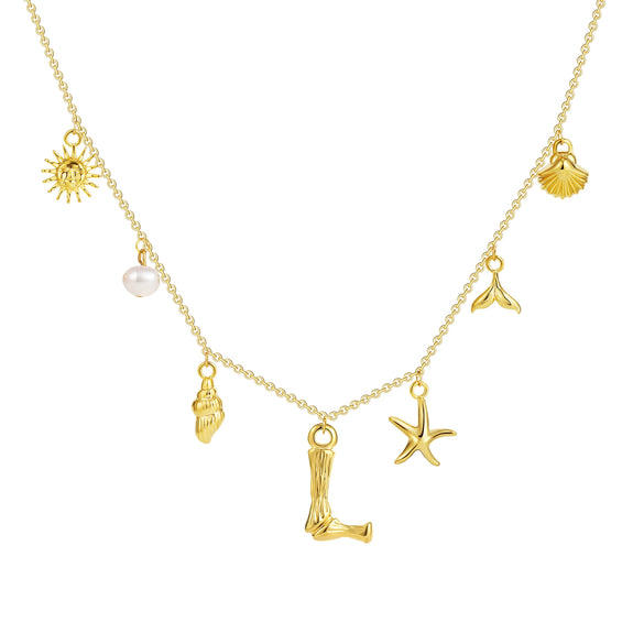Wholesale Copper Pendant Necklace With Letter Pattern And Electroplating Treatment Oshaped Chain Vacation Style For Women