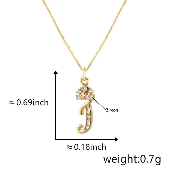 Wholesale Copper Pendant Necklace With Sweet Style And Electroplated Inlaid Zircon Letter Pattern
