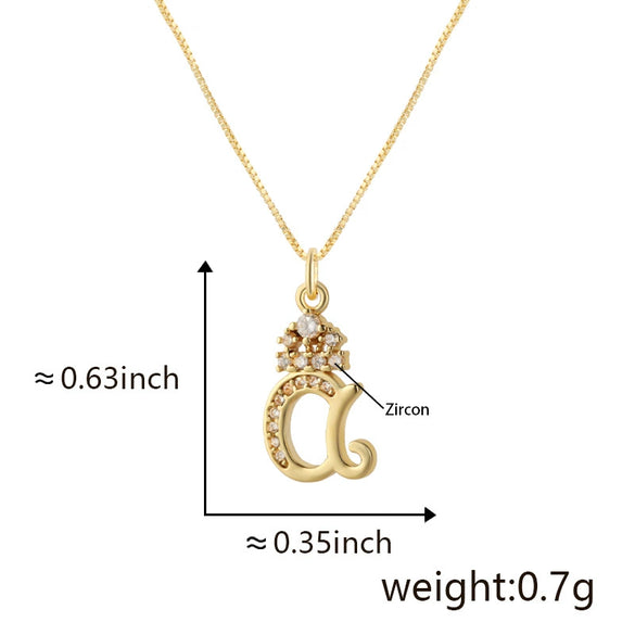 Wholesale Copper Pendant Necklace With Sweet Style And Electroplated Inlaid Zircon Letter Pattern