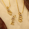 Wholesale Copper Pendant Necklace With Sweet Style And Electroplated Inlaid Zircon Letter Pattern