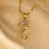Wholesale Copper Pendant Necklace With Sweet Style And Electroplated Inlaid Zircon Letter Pattern