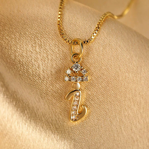 Wholesale Copper Pendant Necklace With Sweet Style And Electroplated Inlaid Zircon Letter Pattern