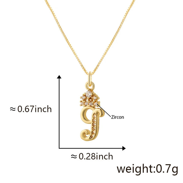 Wholesale Copper Pendant Necklace With Sweet Style And Electroplated Inlaid Zircon Letter Pattern