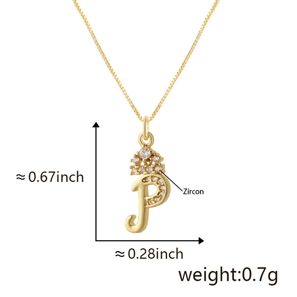 Wholesale Copper Pendant Necklace With Sweet Style And Electroplated Inlaid Zircon Letter Pattern